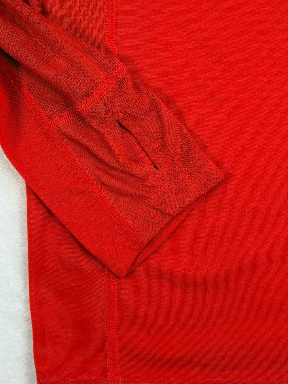 UNDER ARMOUR Fitted Quarter Zip Running Pullover Red Thumbhole Athletic Top S - Picture 9 of 10